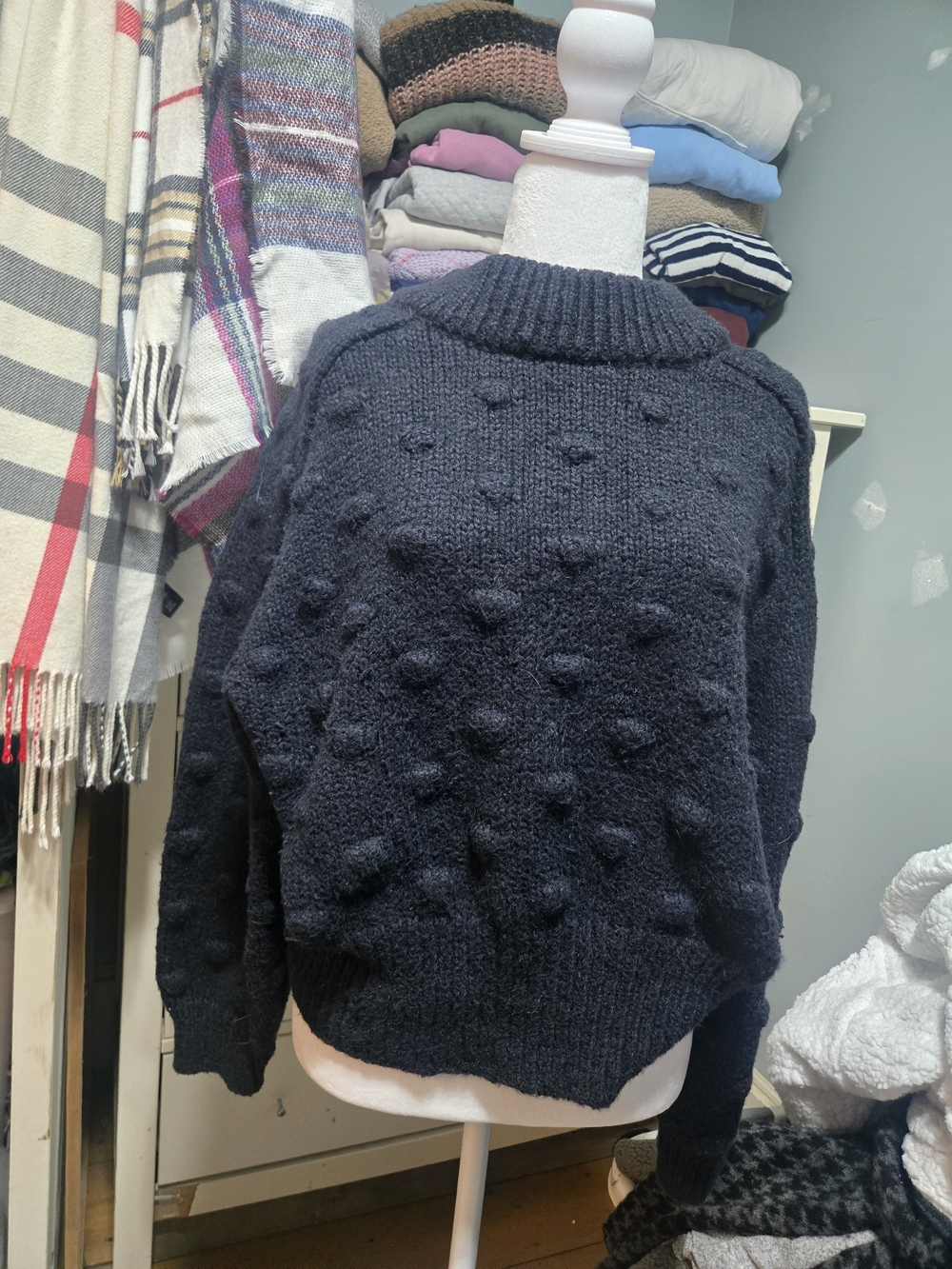 Universal Thread Women's Navy Bobble Knit Sweater